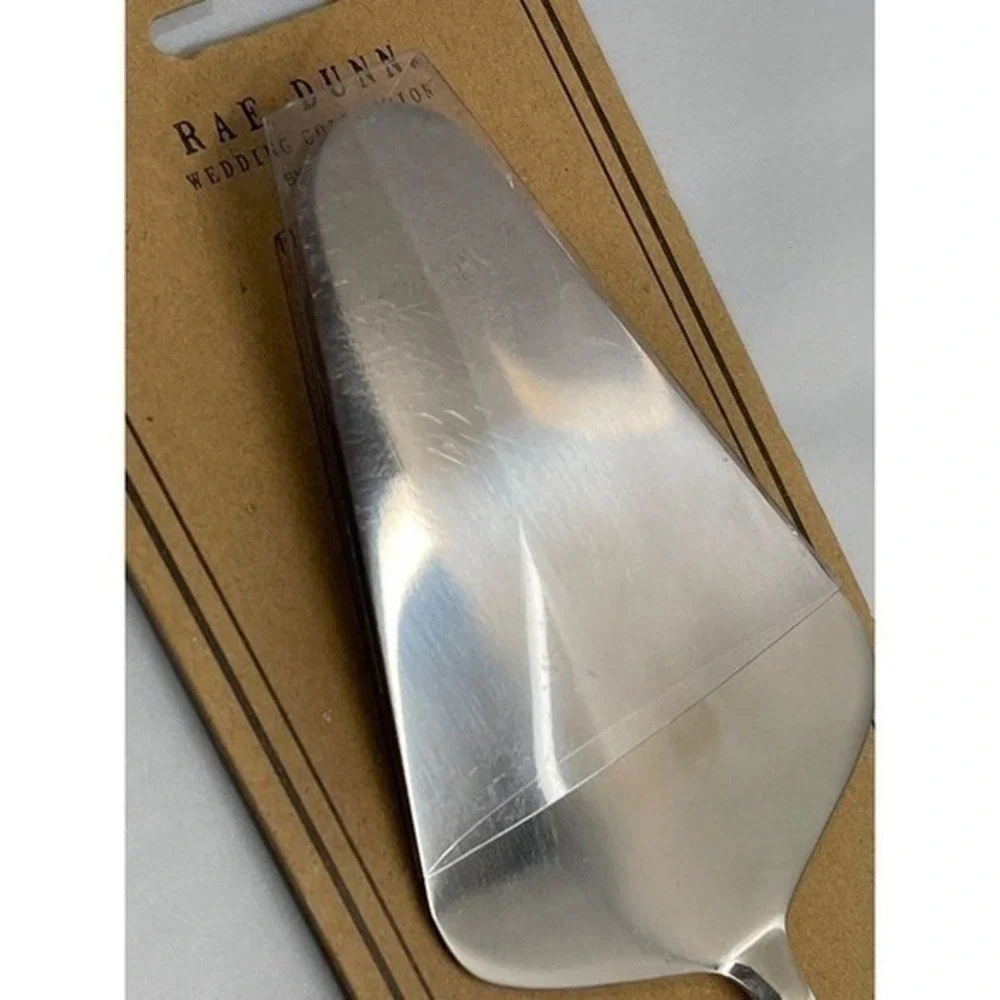 Rae Dunn Cake Server Wedding Collection LOVE White Ceramic Stainless Steel 11